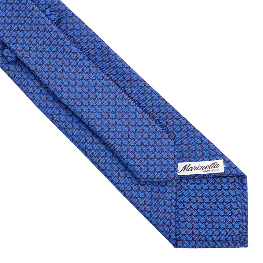 CRAVATTA SARTORIALE IN SETA STAMPATA BLU