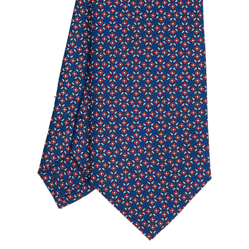 CRAVATTA SARTORIALE IN SETA STAMPATA BLU