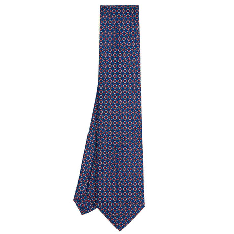 CRAVATTA SARTORIALE IN SETA STAMPATA BLU