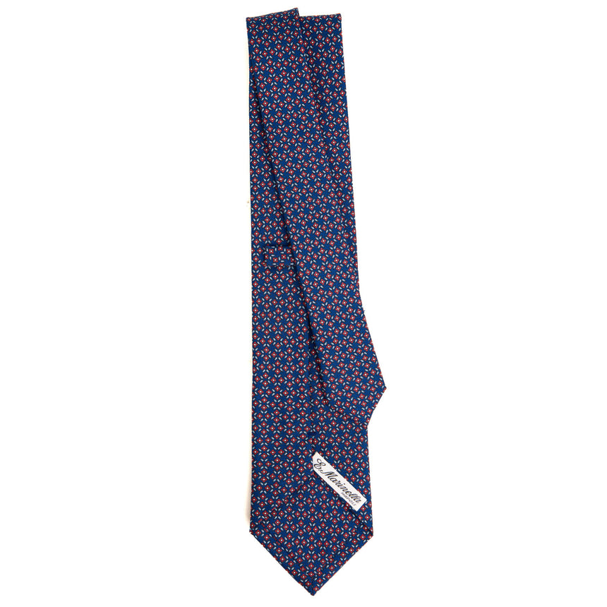 CRAVATTA SARTORIALE IN SETA STAMPATA BLU
