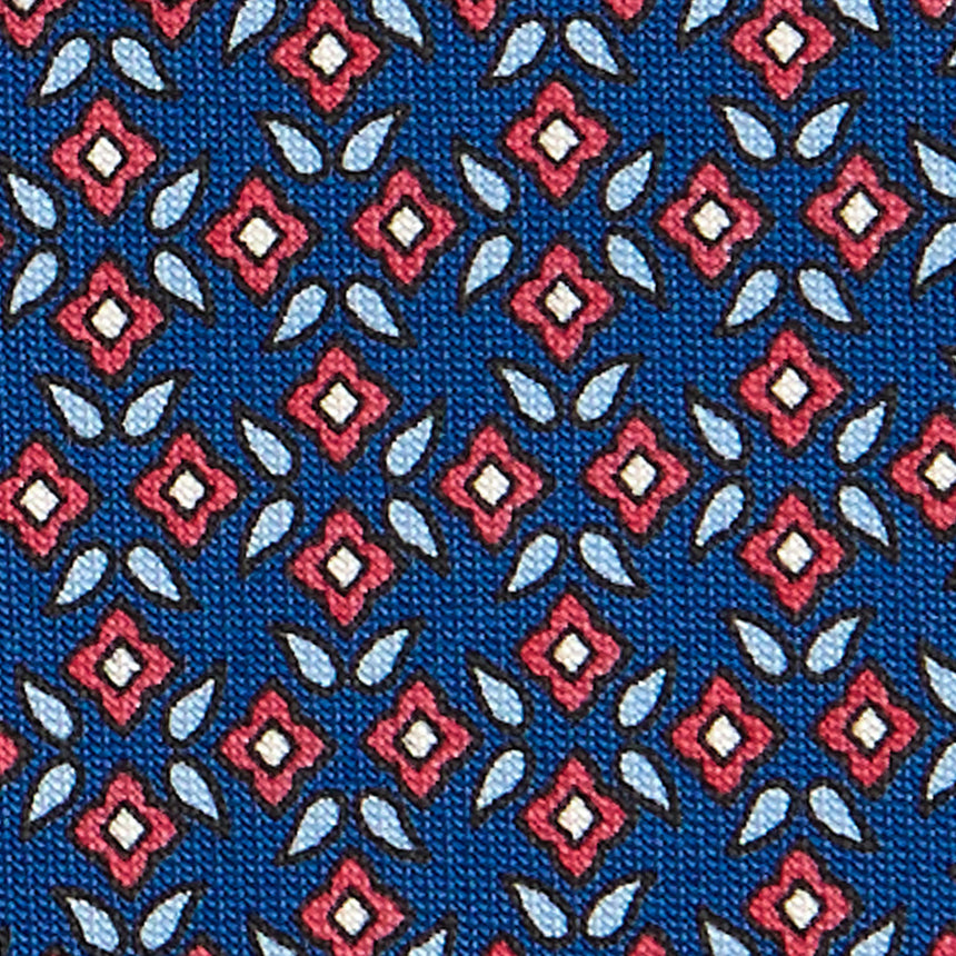 CRAVATTA SARTORIALE IN SETA STAMPATA BLU