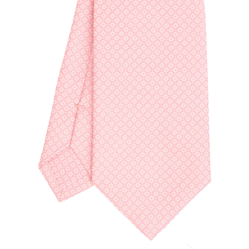 CRAVATTA SARTORIALE IN SETA STAMPATA ROSA