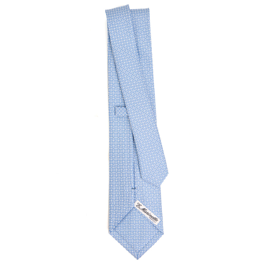 CRAVATTA SARTORIALE IN SETA STAMPATA AZZURRO