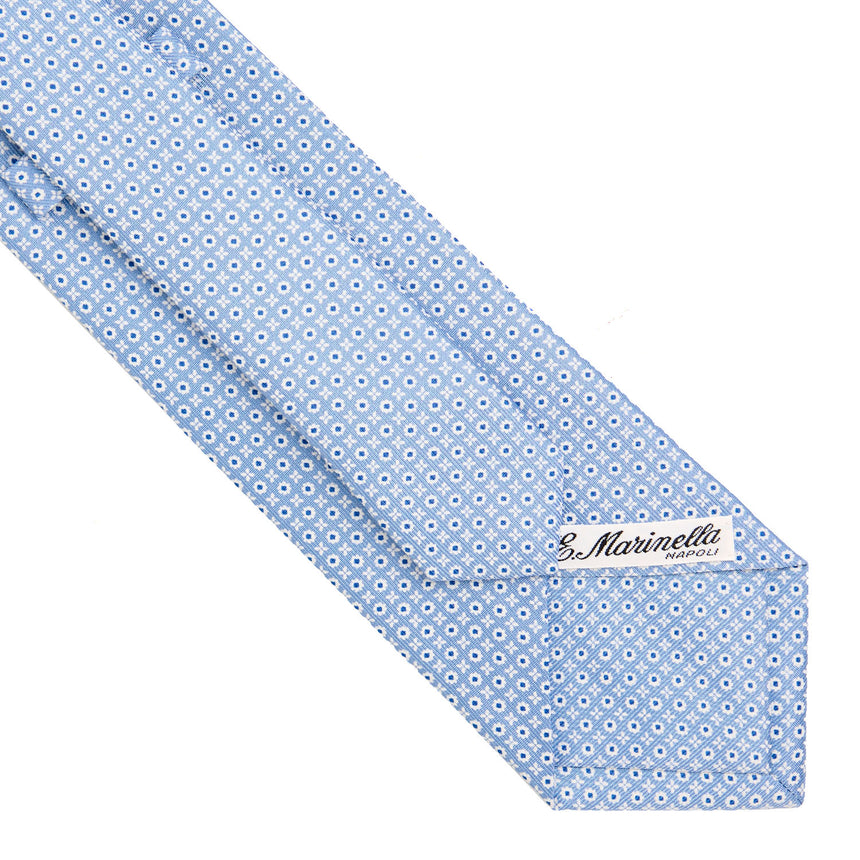 CRAVATTA SARTORIALE IN SETA STAMPATA AZZURRO
