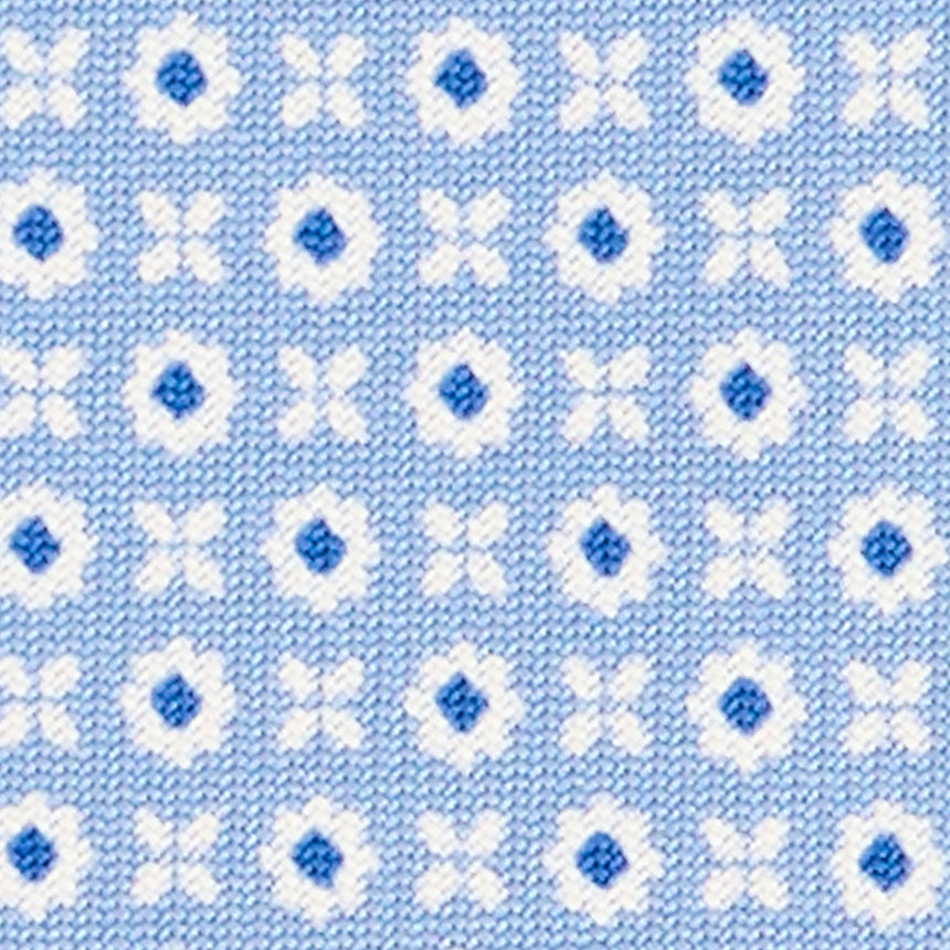 CRAVATTA SARTORIALE IN SETA STAMPATA AZZURRO