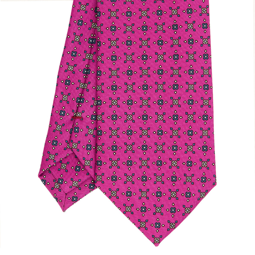 CRAVATTA SARTORIALE IN SETA STAMPATA FUCSIA