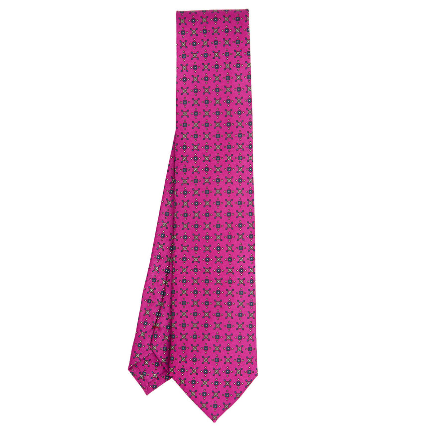 CRAVATTA SARTORIALE IN SETA STAMPATA FUCSIA