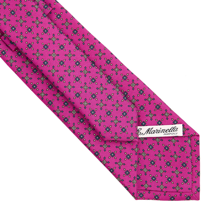 CRAVATTA SARTORIALE IN SETA STAMPATA FUCSIA