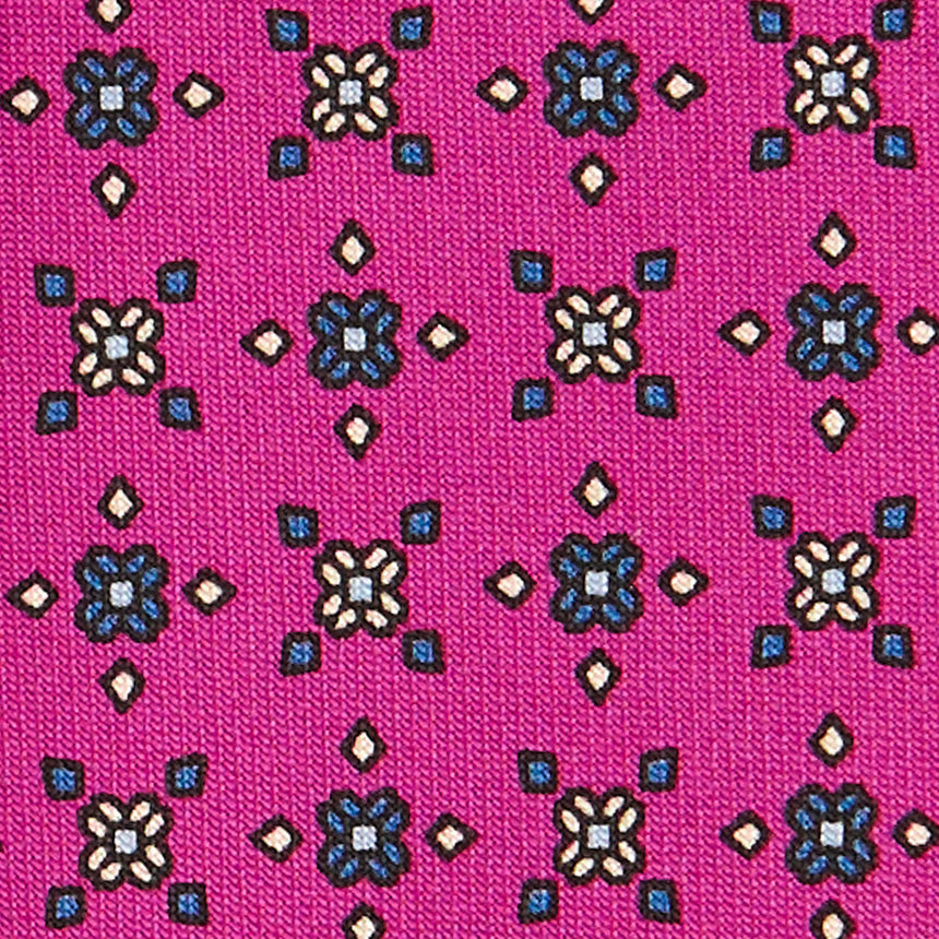 CRAVATTA SARTORIALE IN SETA STAMPATA FUCSIA