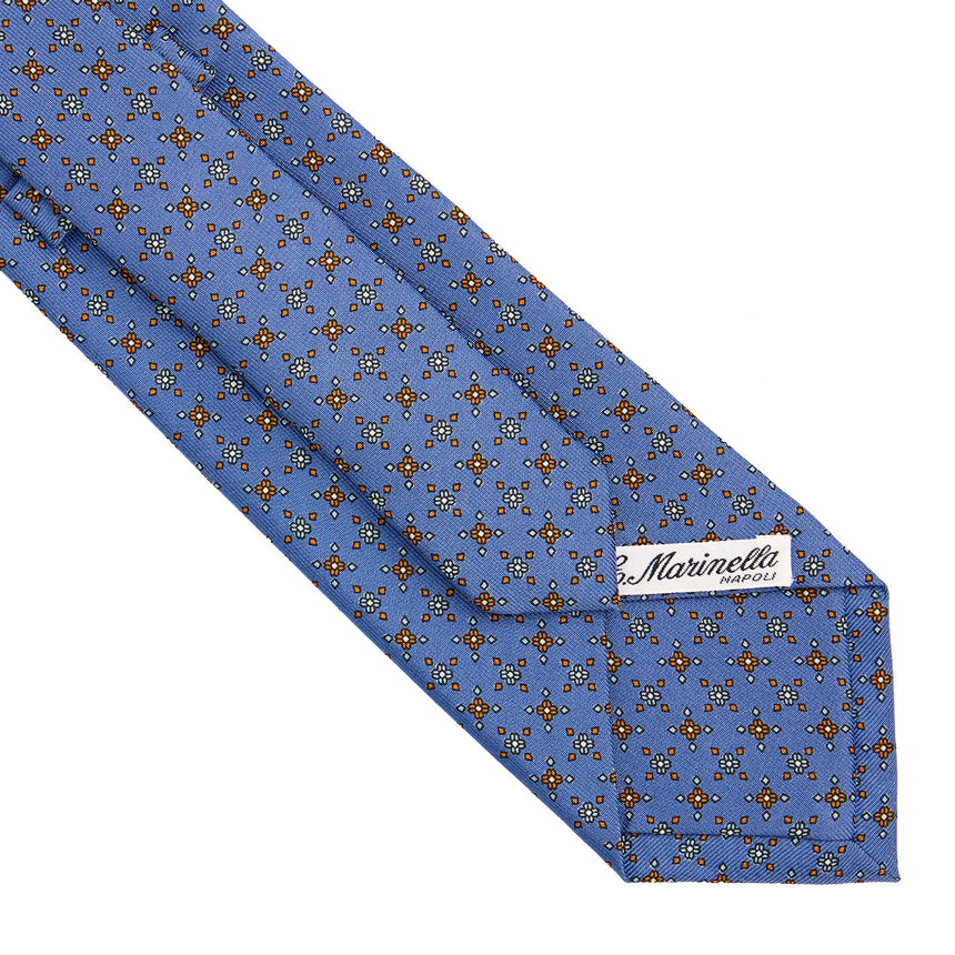 CRAVATTA SARTORIALE IN SETA STAMPATA AZZURRO POLVERE