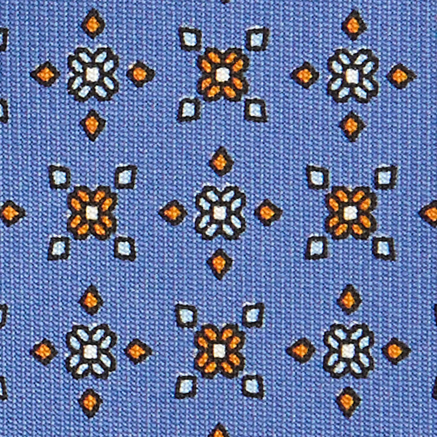 CRAVATTA SARTORIALE IN SETA STAMPATA AZZURRO POLVERE