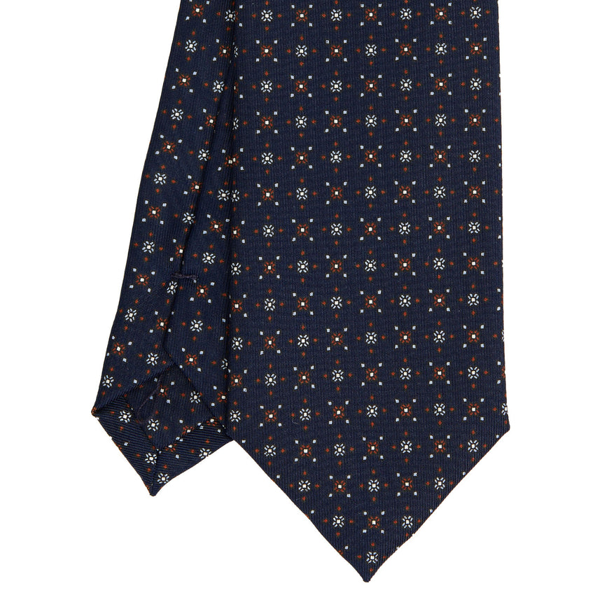 DARK BLUE SARTORIAL PRINTED SILK TIE