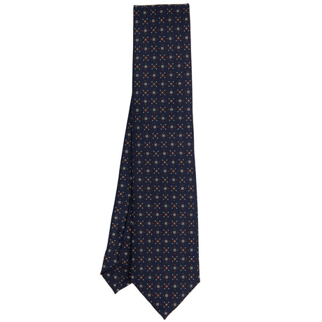 CRAVATTA SARTORIALE IN SETA STAMPATA BLU SCURO