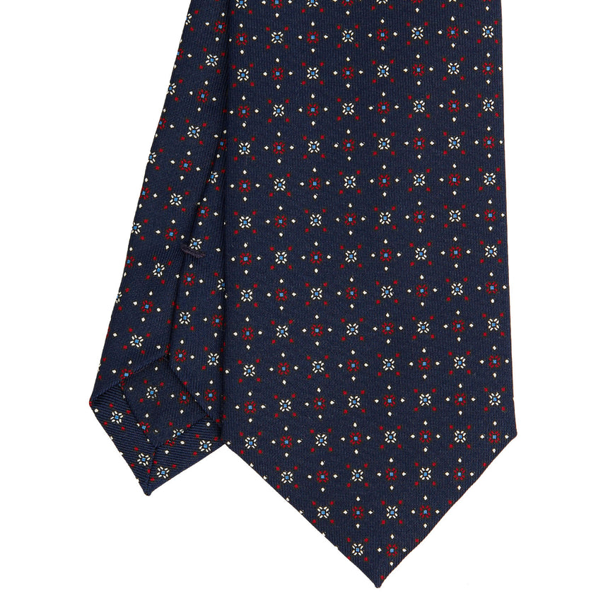 CRAVATTA SARTORIALE IN SETA STAMPATA BLU