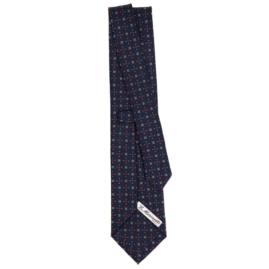 CRAVATTA SARTORIALE IN SETA STAMPATA BLU