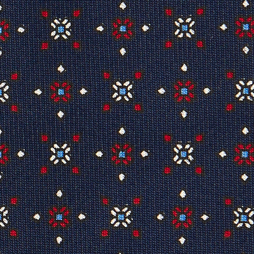 CRAVATTA SARTORIALE IN SETA STAMPATA BLU
