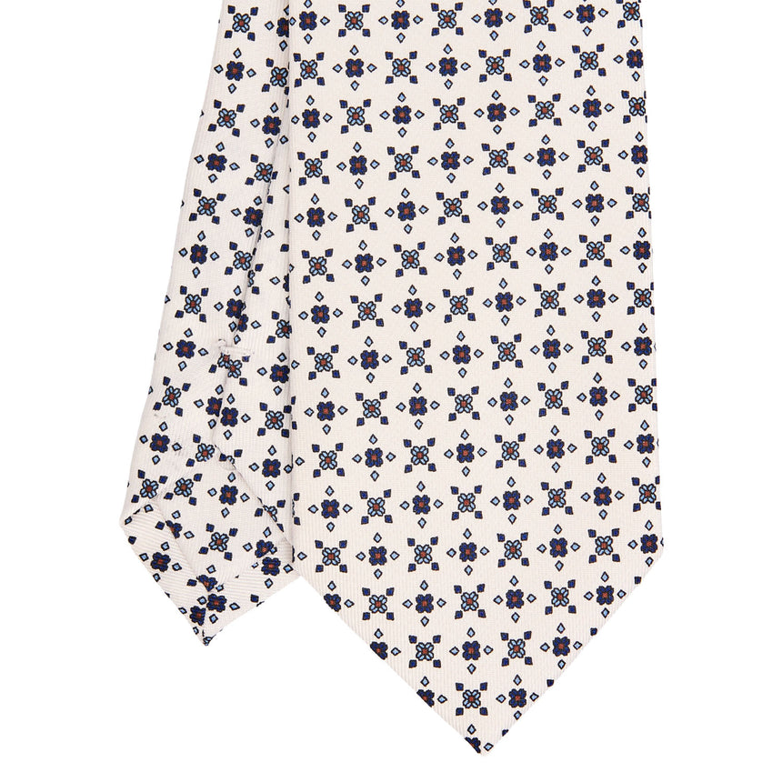 WHITE SARTORIAL PRINTED SILK TIE