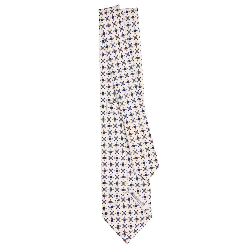 WHITE SARTORIAL PRINTED SILK TIE