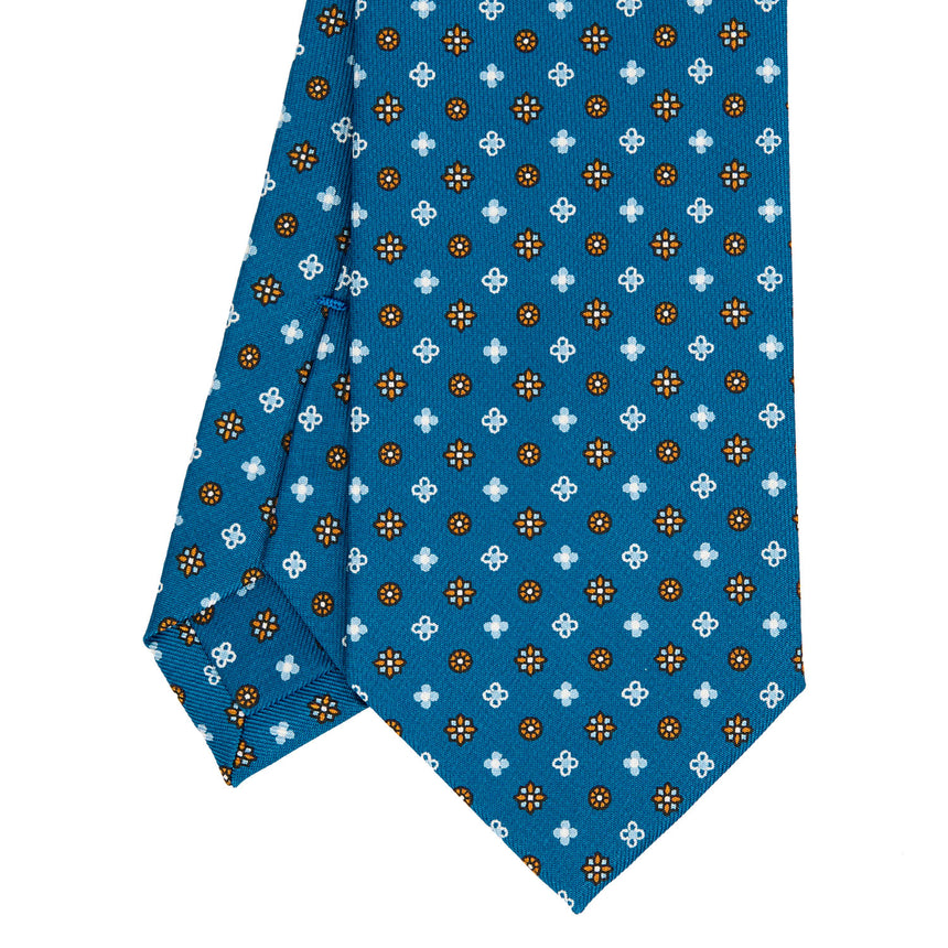 MID BLUE SARTORIAL PRINTED SILK TIE