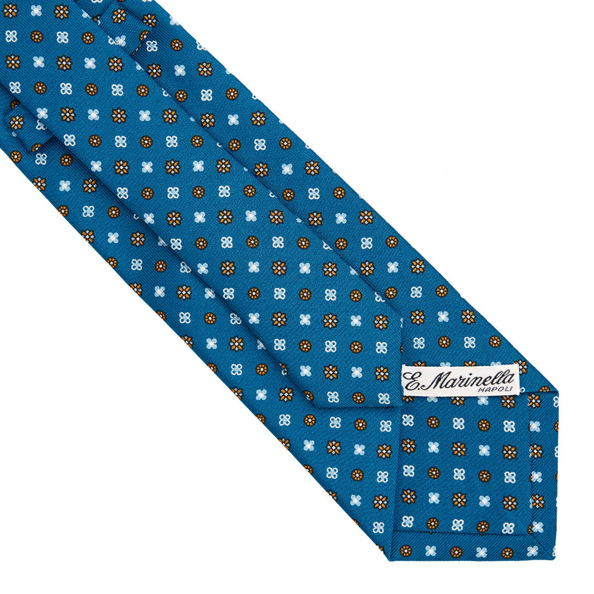 MID BLUE SARTORIAL PRINTED SILK TIE