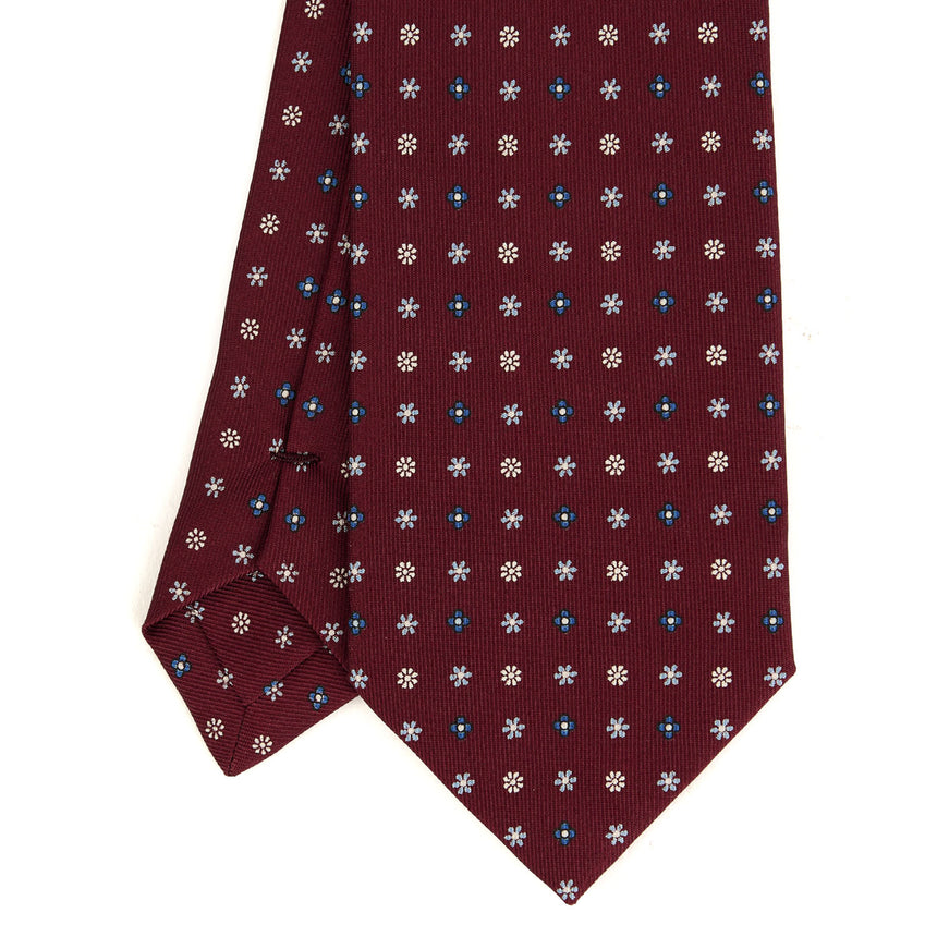 CRAVATTA SARTORIALE IN SETA STAMPATA BORDEAUX
