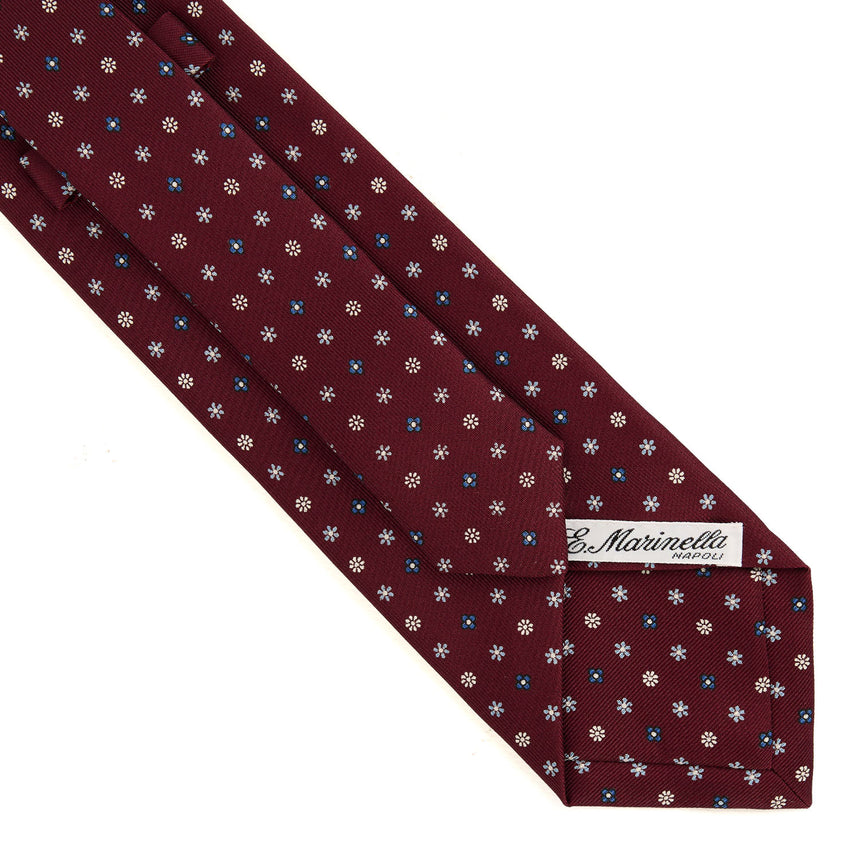CRAVATTA SARTORIALE IN SETA STAMPATA BORDEAUX