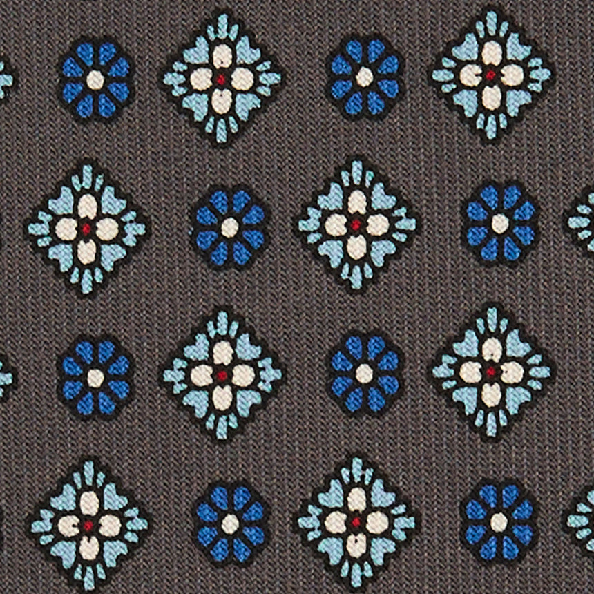 DARK GREY SARTORIAL PRINTED SILK TIE