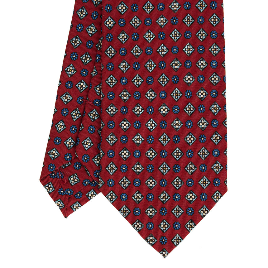 CRAVATTA SARTORIALE IN SETA STAMPATA BORDEAUX