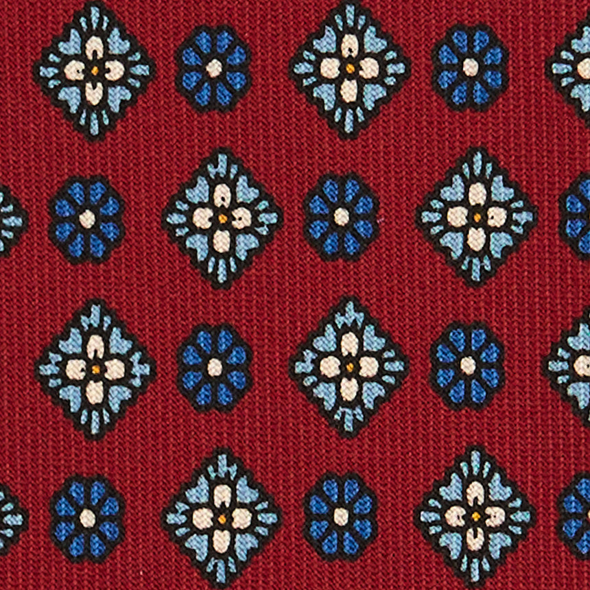 CRAVATTA SARTORIALE IN SETA STAMPATA BORDEAUX