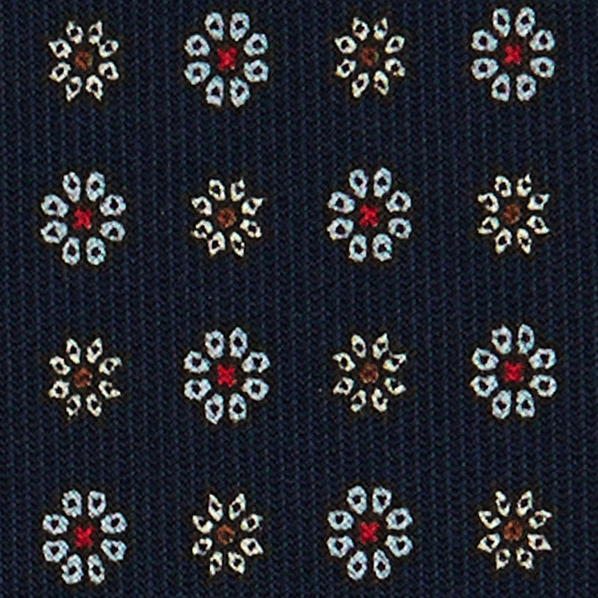 CRAVATTA SARTORIALE IN SETA STAMPATA BLU SCURO