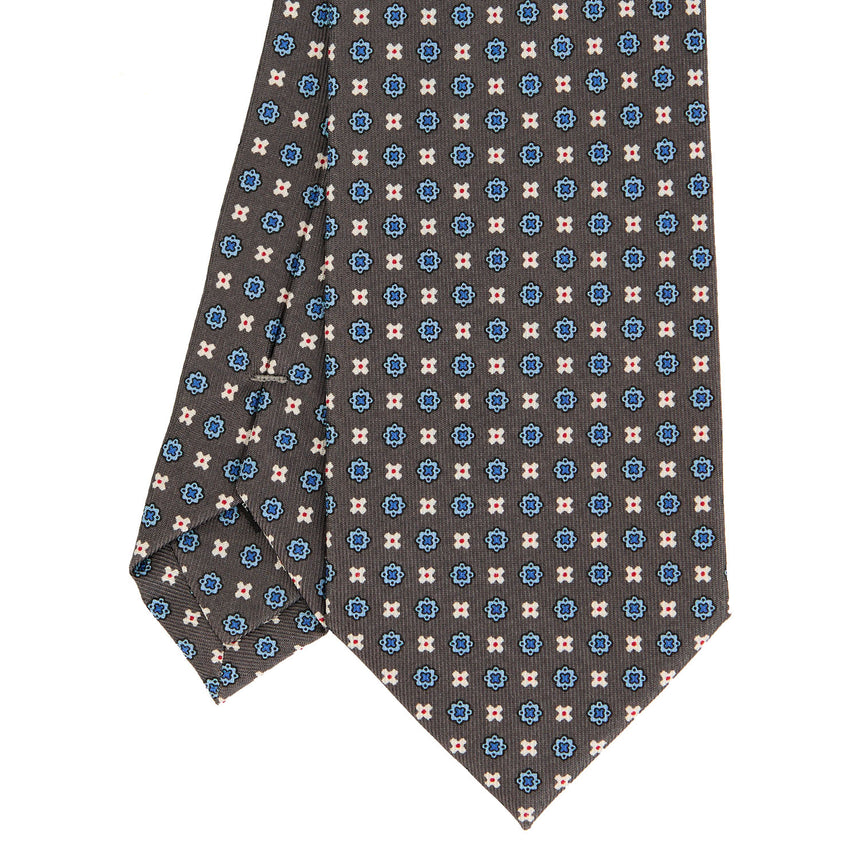 CRAVATTA SARTORIALE IN SETA STAMPATA GRIGIO SCURO