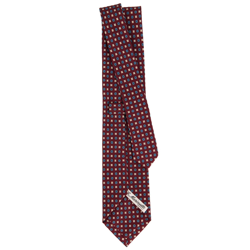 CRAVATTA SARTORIALE IN SETA STAMPATA BORDEAUX