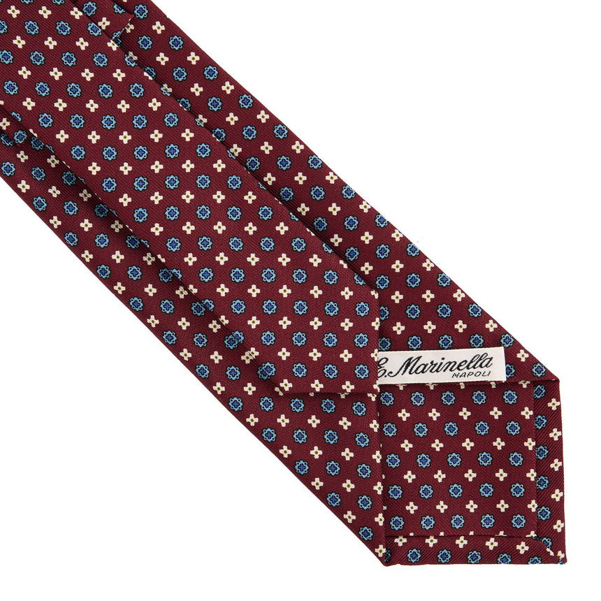 CRAVATTA SARTORIALE IN SETA STAMPATA BORDEAUX