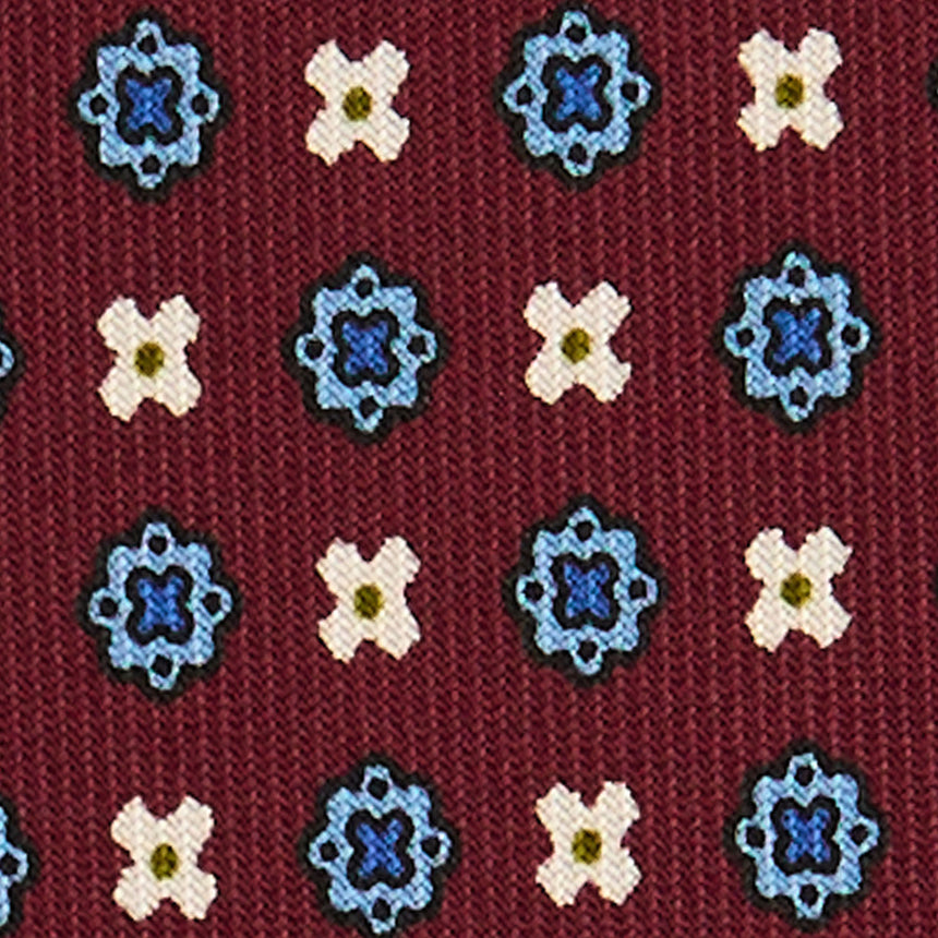 CRAVATTA SARTORIALE IN SETA STAMPATA BORDEAUX