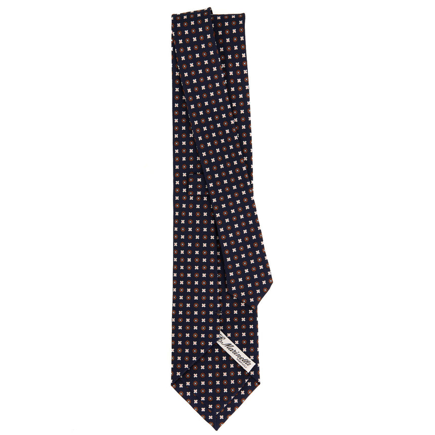 CRAVATTA SARTORIALE IN SETA STAMPATA BLU SCURO