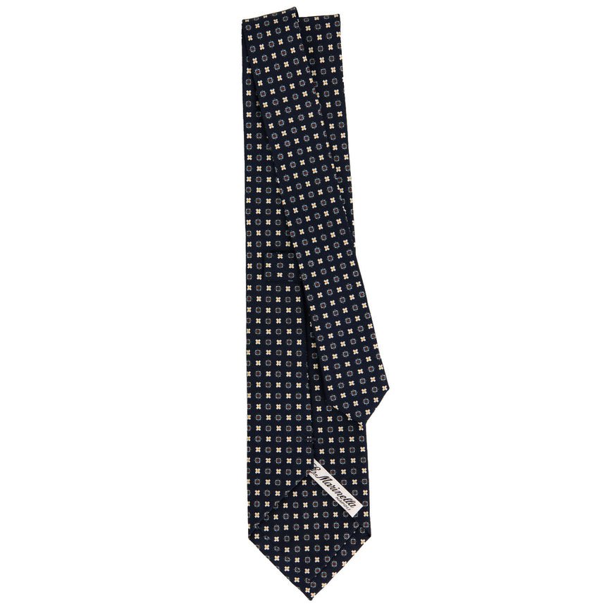 CRAVATTA SARTORIALE IN SETA STAMPATA BLU MEDIO