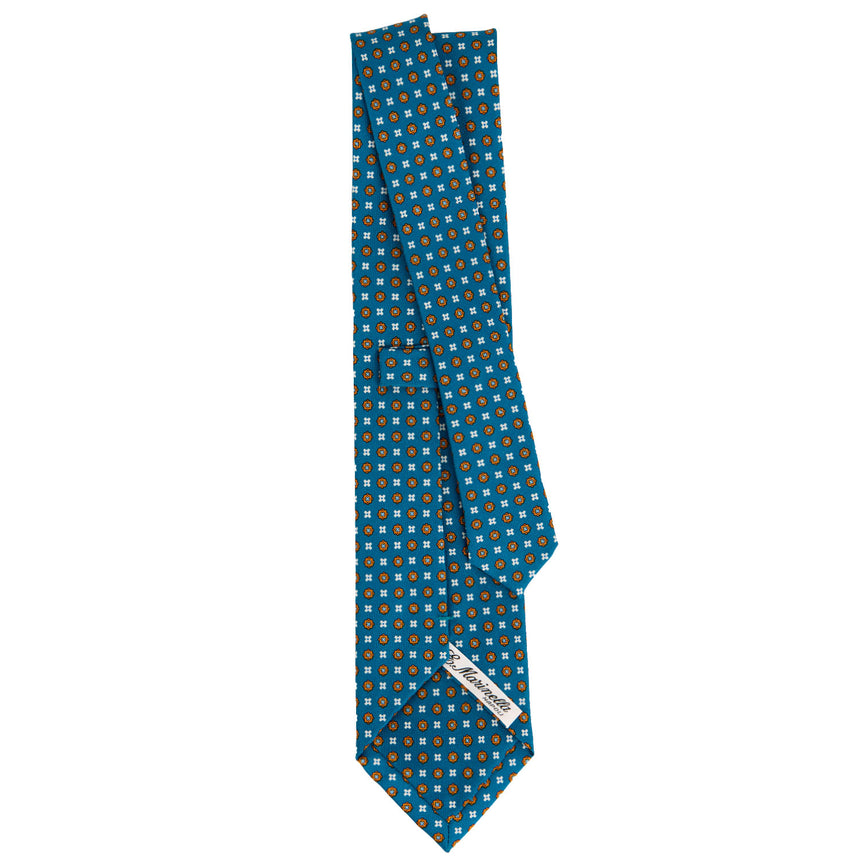 CRAVATTA SARTORIALE IN SETA STAMPATA BLU MEDIO