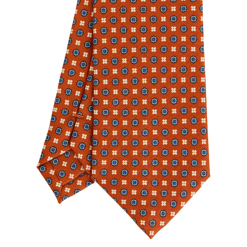 CRAVATTA SARTORIALE IN SETA STAMPATA ARANCIONE