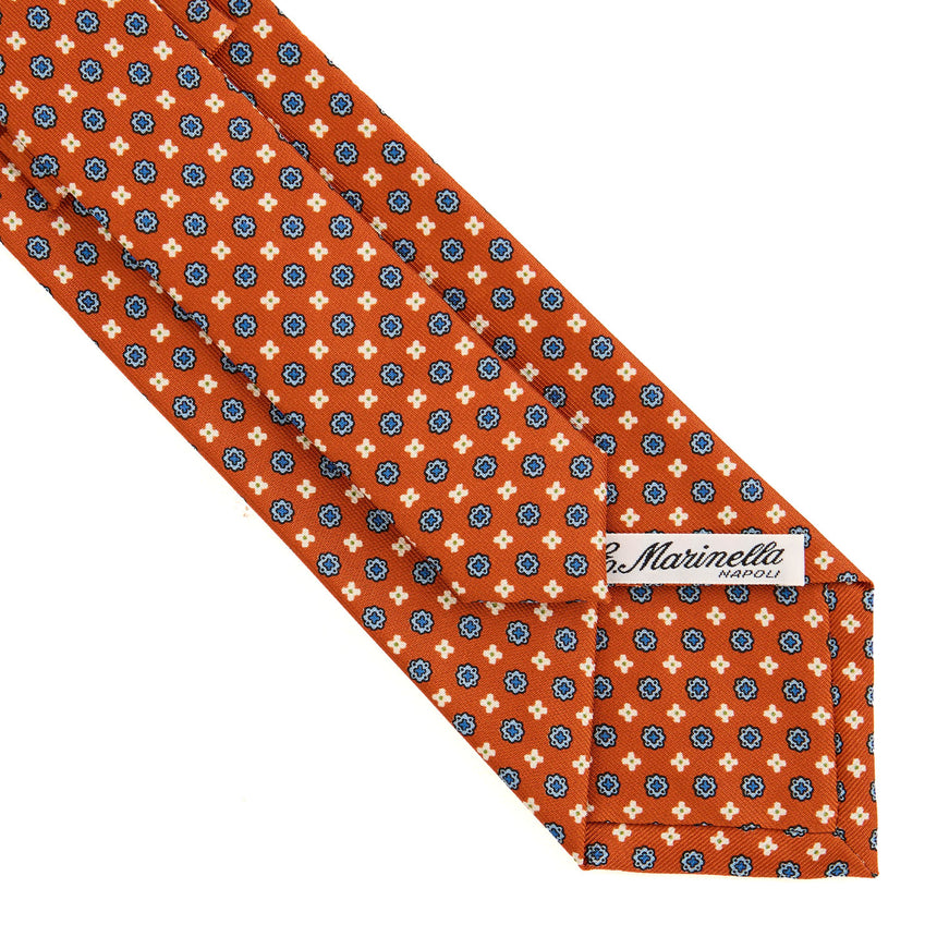 CRAVATTA SARTORIALE IN SETA STAMPATA ARANCIONE