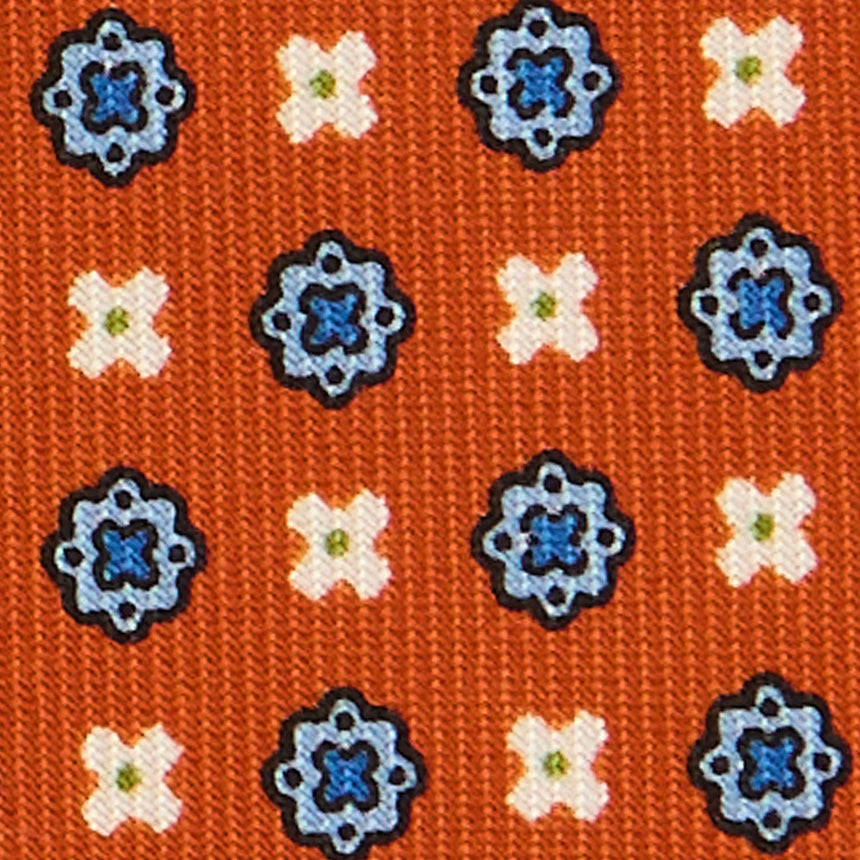 CRAVATTA SARTORIALE IN SETA STAMPATA ARANCIONE