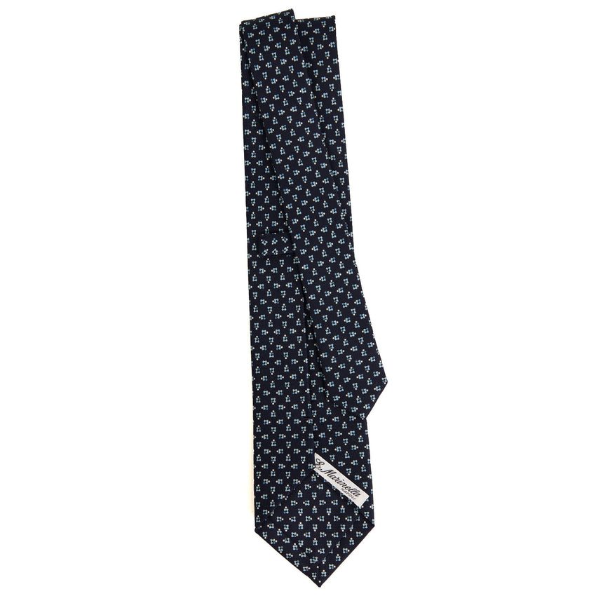 CRAVATTA SARTORIALE IN SETA STAMPATA BLU SCURO