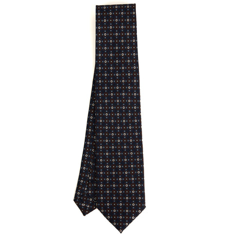 CRAVATTA SARTORIALE IN SETA STAMPATA BLU SCURO