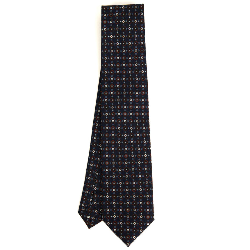 DARK BLUE SARTORIAL PRINTED SILK TIE