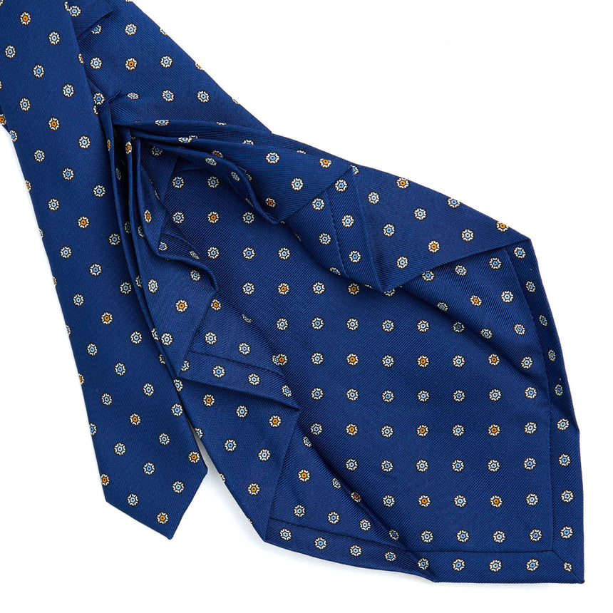 CRAVATTA SARTORIALE 9 PIEGHE IN SETA BLU