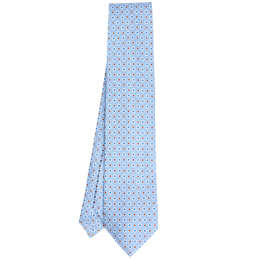 CRAVATTA SARTORIALE 9 PIEGHE IN SETA AZZURRA