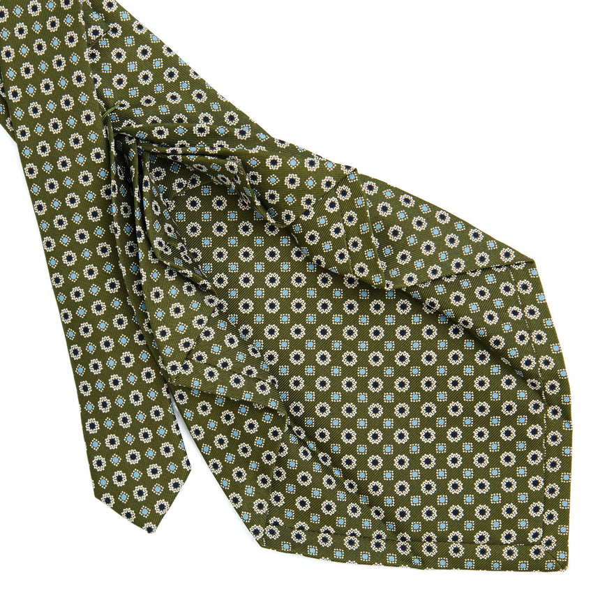 CRAVATTA SARTORIALE 9 PIEGHE IN SETA VERDE OLIVA