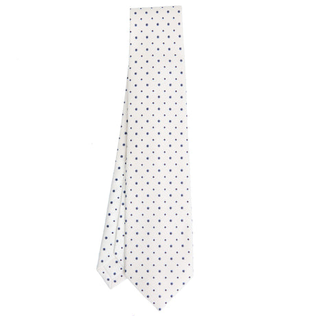 WHITE 9 FOLD SARTORIAL PRINTED SILK TIE