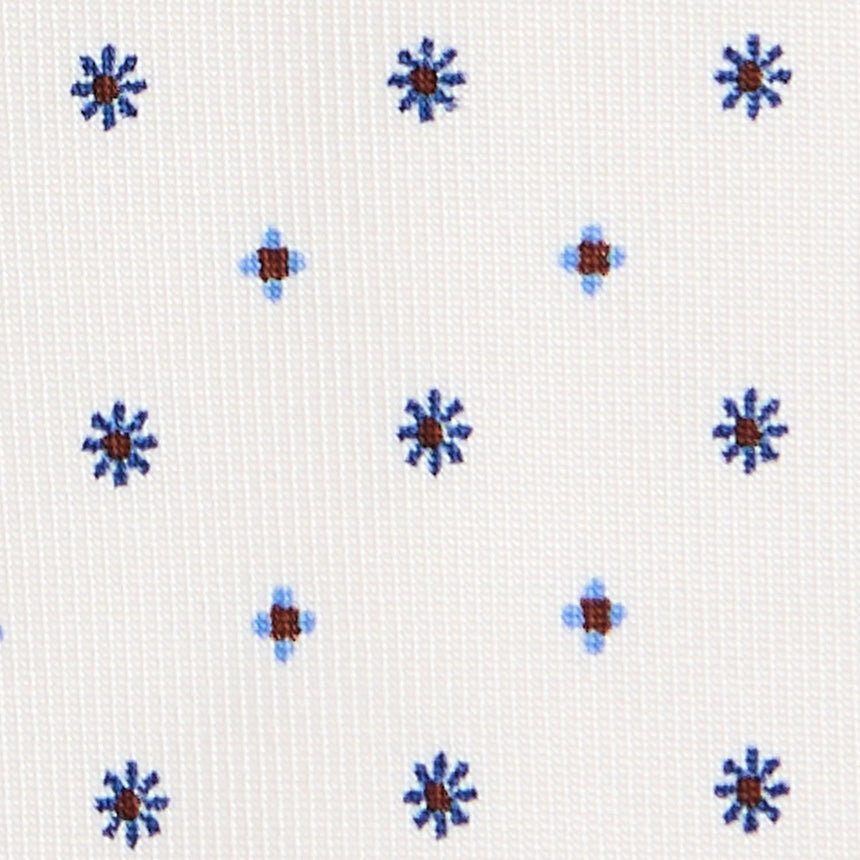 WHITE 9 FOLD SARTORIAL PRINTED SILK TIE