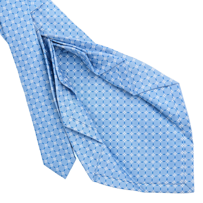 CRAVATTA SARTORIALE 9 PIEGHE IN SETA AZZURRA