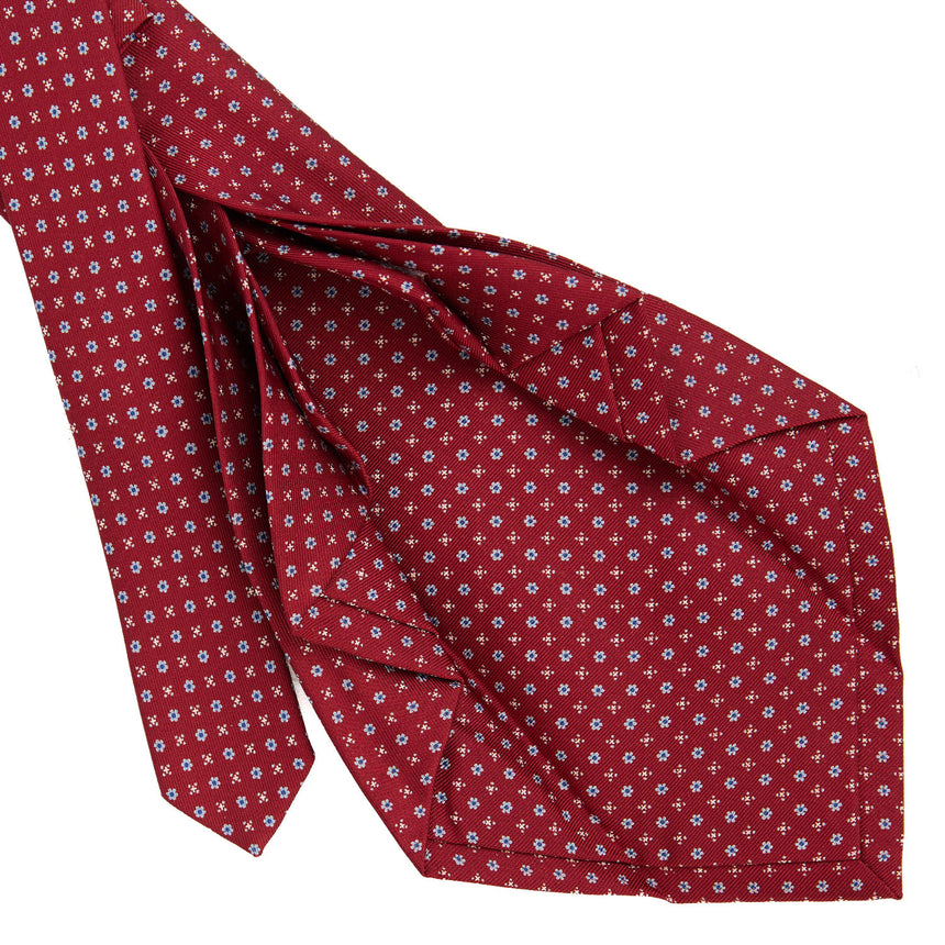 BURGUNDY 9 FOLD SARTORIAL PRINTED SILK TIE